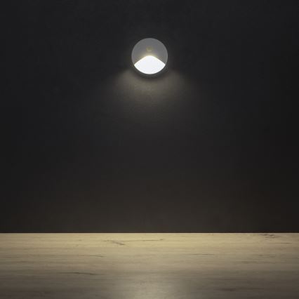 LED-porrasvalaisin liiketunnistimella ja hämäräkytkimellä EXIN LED/2,5W/230V 4000K IP65 valkoinen pyöreä