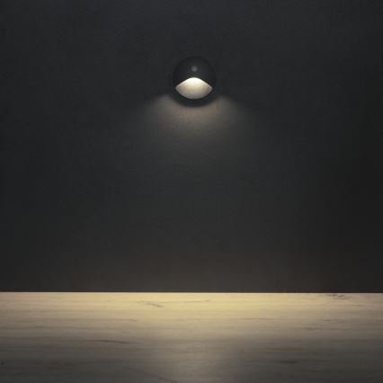 LED-porrasvalaisin liiketunnistimella ja hämäräkytkimellä EXIN LED/2,5W/230V 4000K IP65 antrasiitti pyöreä