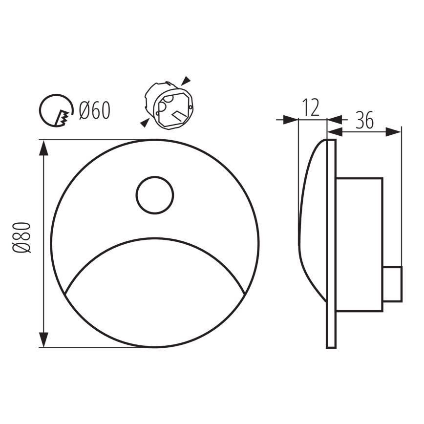 LED-porrasvalaisin liike- ja hämärätunnistimella EXIN LED/2,5W/230V 4000K IP65, pyöreä, antrasiitinharmaa