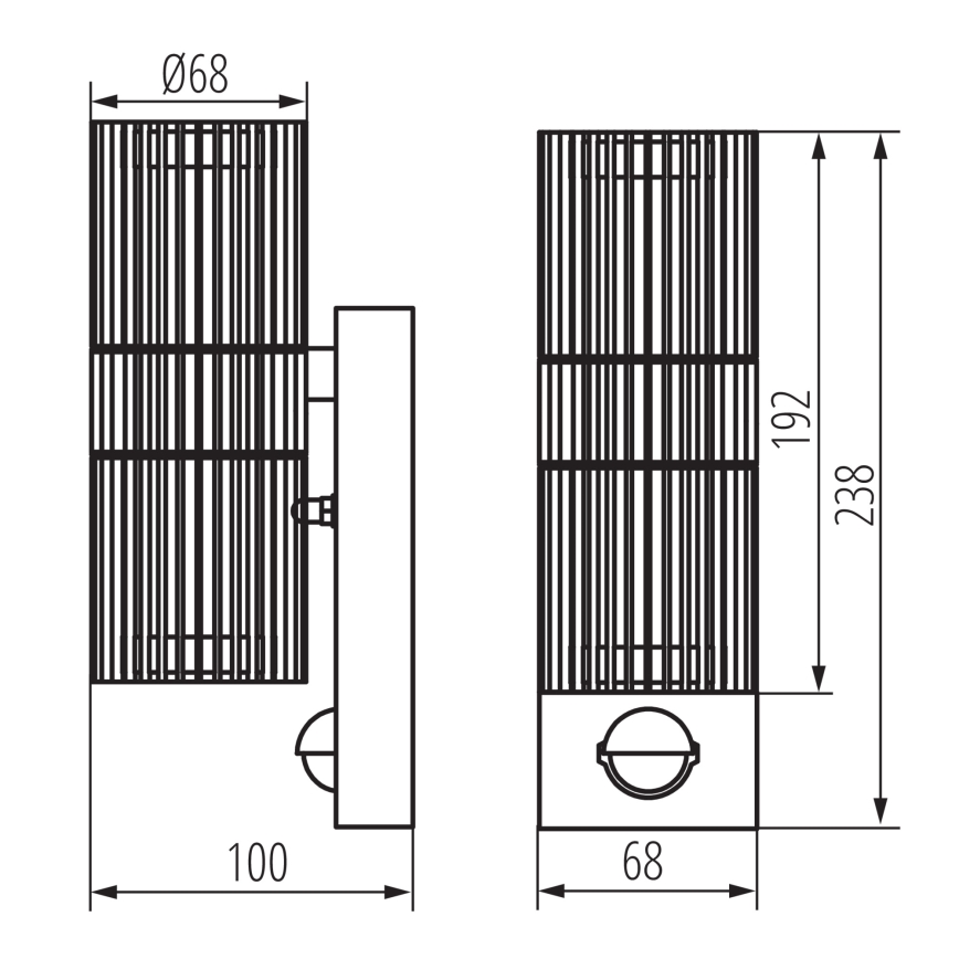 Ulkoseinäspotti RADILO 2xGU10/11W/230V IP44, liiketunnistimella ja hämäräkytkimellä, musta