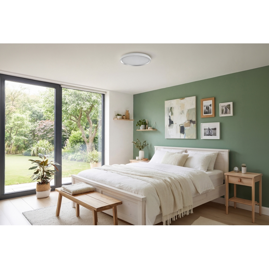 LED Himennettävä kattovalaisin LIXAN LED/65W/230V 3000-6500K halkaisija 48,6 cm valkoinen/hopea + kaukosäädin