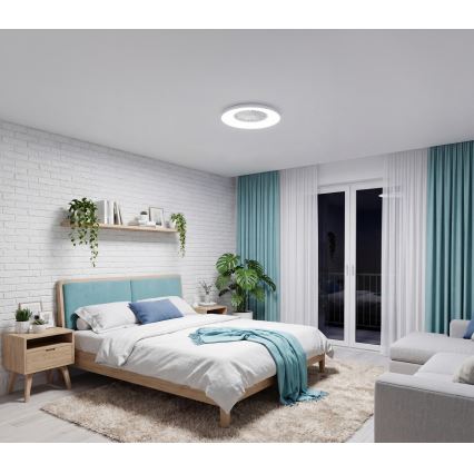 LED RGBW himmennettävä kattovalaisin tuulettimella PLAVE PAN LED/24W/230V 3000-6500K halkaisija 48,5 cm valkoinen + kaukosäädin