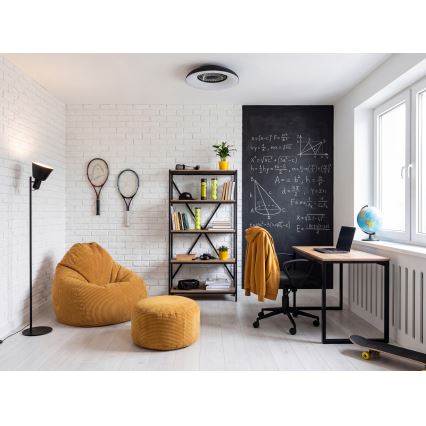 LED RGBW himmennettävä kattovalaisin tuulettimella PLAVE PAN LED/48W/230V 3000-6500K pr. 60 cm, musta + kaukosäädin