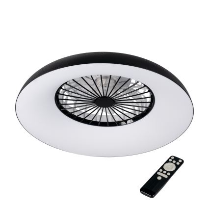 LED RGBW himmennettävä kattovalaisin tuulettimella PLAVE PAN LED/48W/230V 3000-6500K pr. 60 cm, musta + kaukosäädin