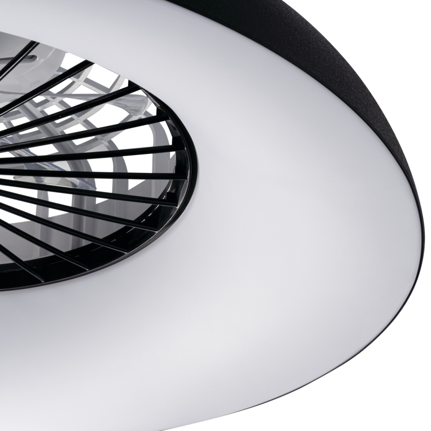 LED RGBW himmennettävä kattovalaisin tuulettimella PLAVE PAN LED/48W/230V 3000-6500K pr. 60 cm, musta + kaukosäädin