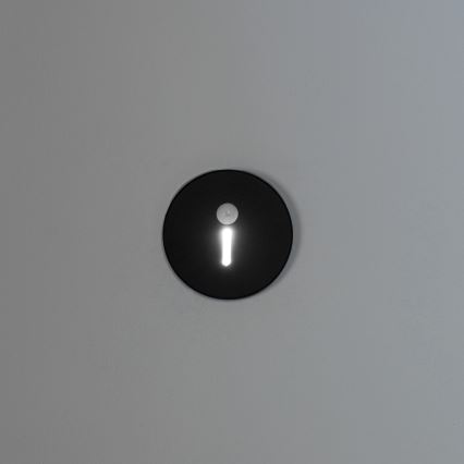 LED porrasvalaisin liiketunnistimella ja hämäräkytkimellä MAGNIK LED/1,7W/230V 2700/3300/3900/4600/5700K musta pyöreä