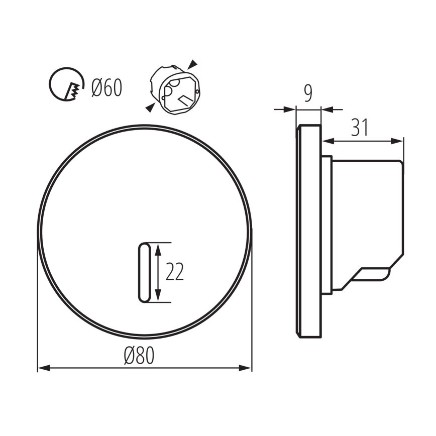 LED-porrasvalaisin MAGNIK LED/1,7W/230V 2700/3300/3900/4600/5700K musta pyöreä