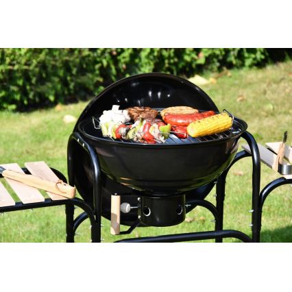 Kannettava hiiligrilli musta/puinen