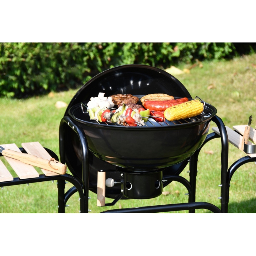 Kannettava hiiligrilli musta/puinen