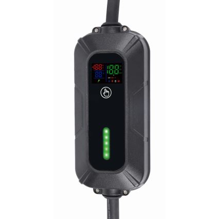 Matkakäyttöön tarkoitettu kannettava latausasema sähköautoille (EV/PHEV) AC Type 2 -liittimellä 32 A / 400 V, 22 kW, IP55, 5 m + 230 V 3,7 kW -adapteri + kotelo