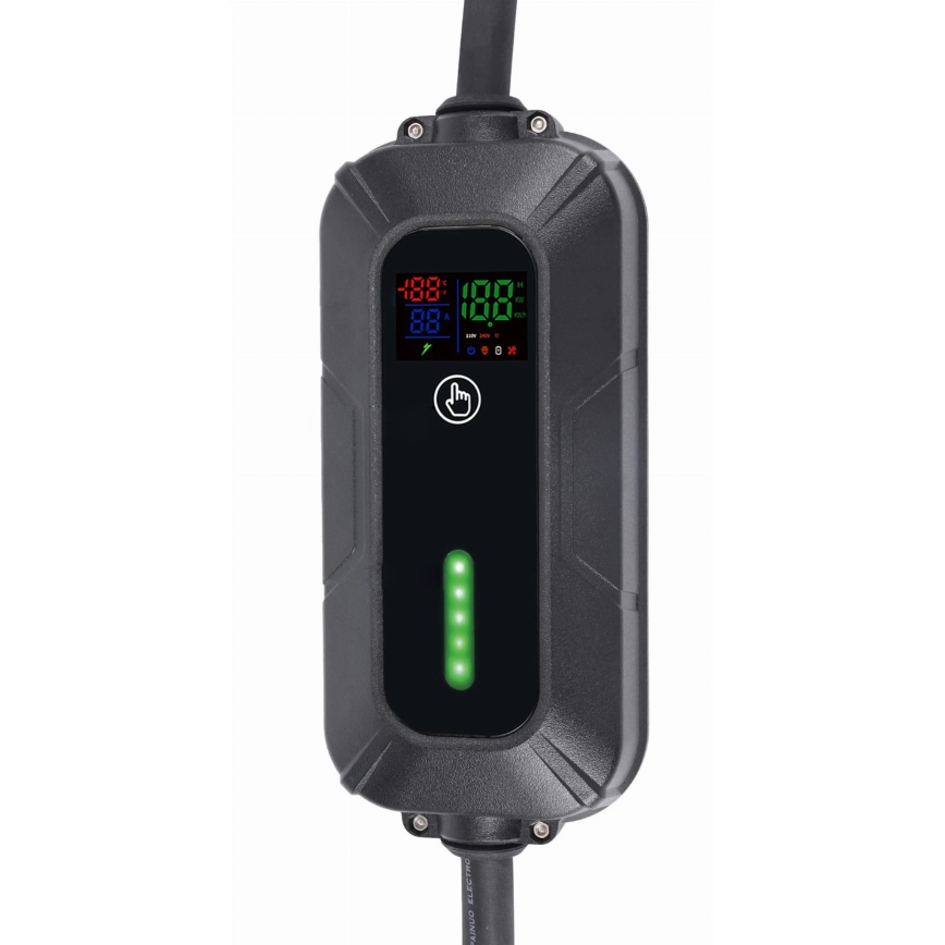 Matkakäyttöön tarkoitettu kannettava latausasema sähköautoille (EV/PHEV) AC Type 2 -liittimellä 32 A / 400 V, 22 kW, IP55, 5 m + 230 V 3,7 kW -adapteri + kotelo