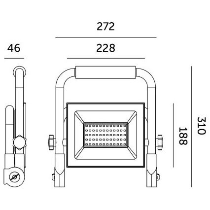 Kannettava LED-valonheitin TIGRA LED/100W/4000K IP54 musta/keltainen