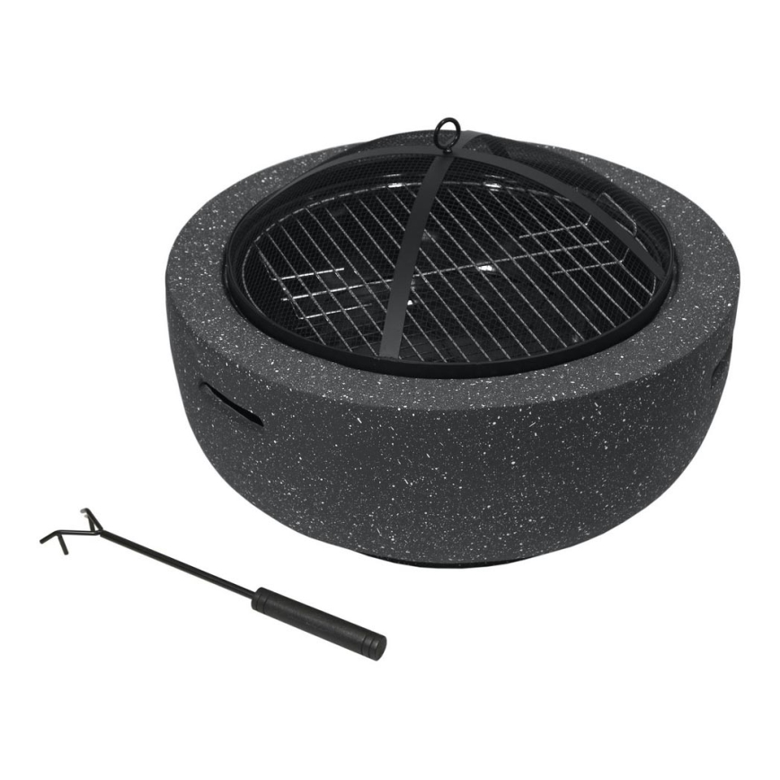 Kannettava puinen nuotio arinalla antrasiitti