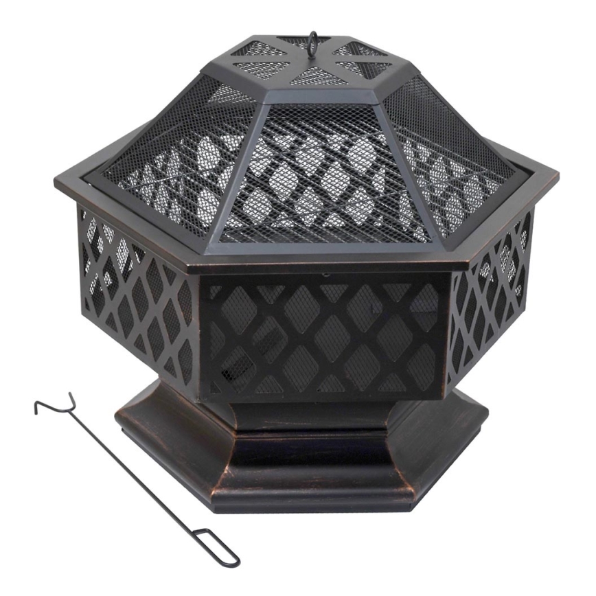 Kannettava puinen nuotio arinalla musta/patina