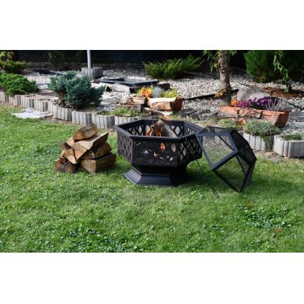 Kannettava puinen nuotio arinalla musta/patina