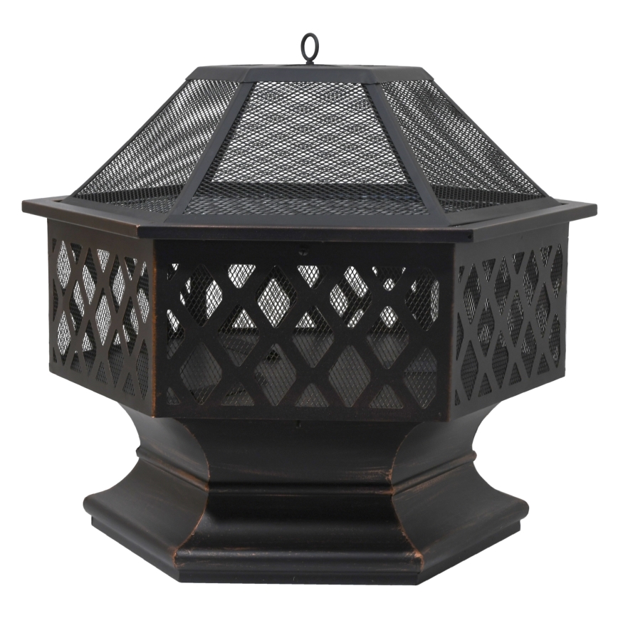 Kannettava puinen nuotio arinalla musta/patina