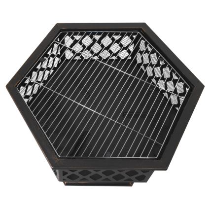 Kannettava puinen nuotio arinalla musta/patina