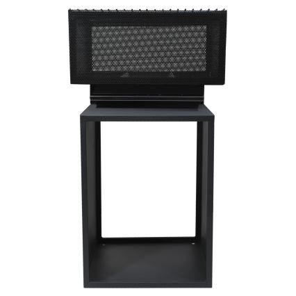 Kannettava puinen nuotio, jossa musta ritilä