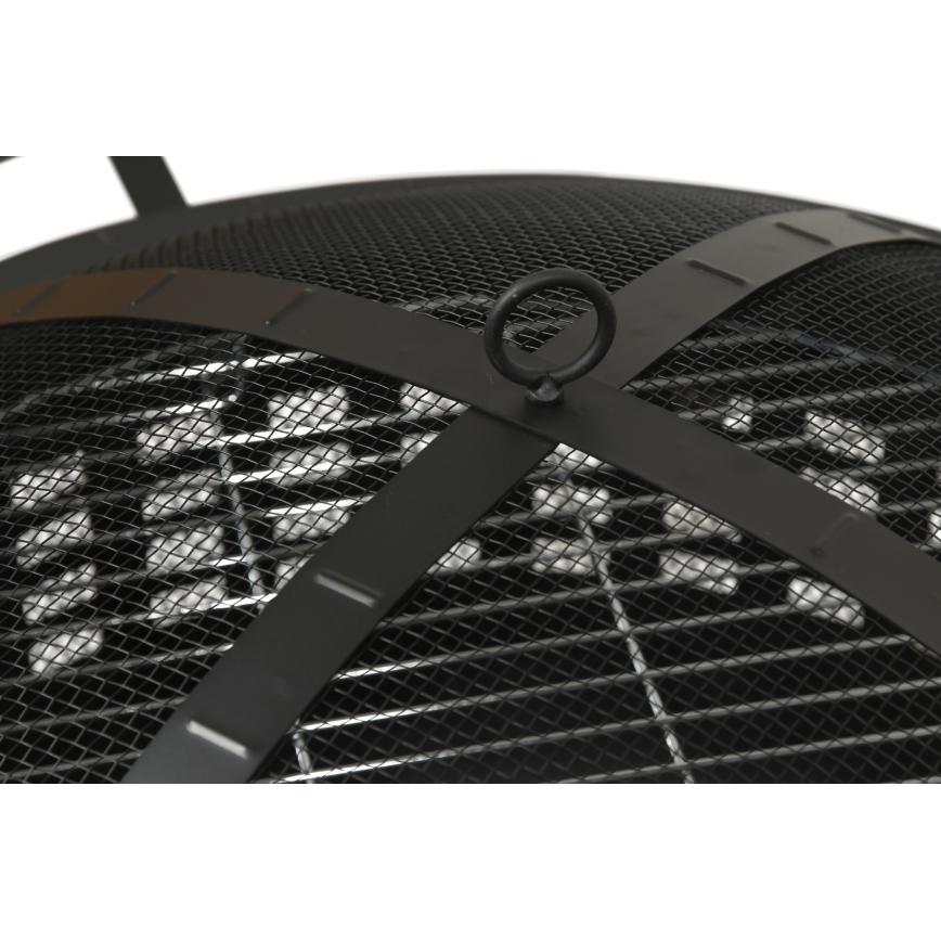 Kannettava puinen nuotio, jossa musta ritilä