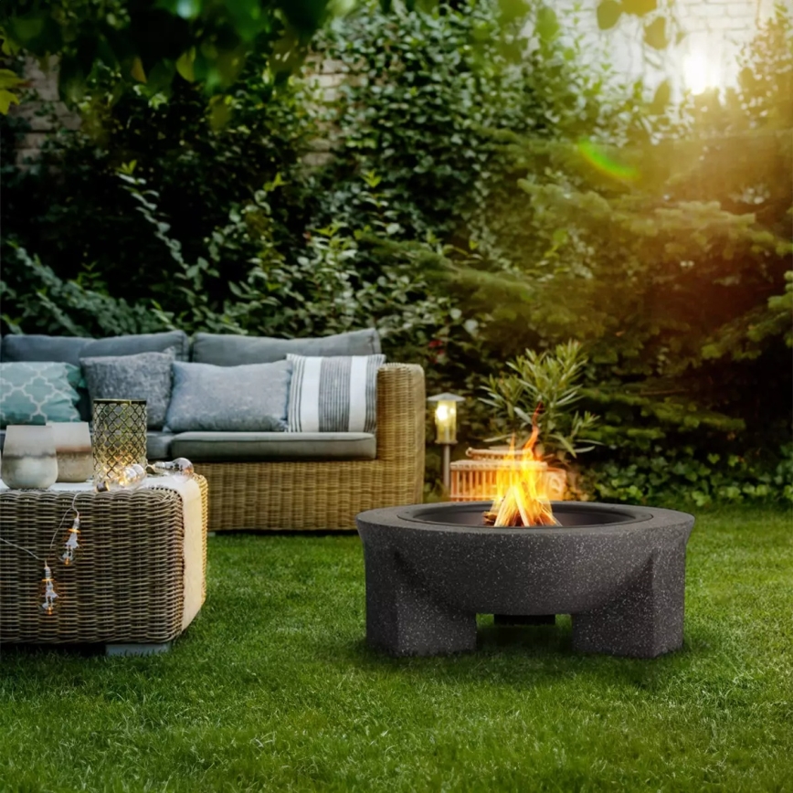 Kannettava tulisija ritilällä 74x30 cm, musta/tumma graniitti