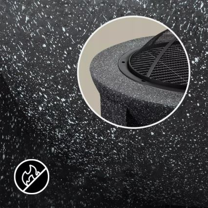 Kannettava tulisija ritilällä 74x30 cm, musta/tumma graniitti