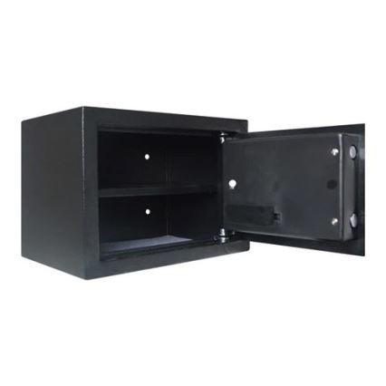 Kassakaappi 4xAA 35x25 cm musta/mattakromi