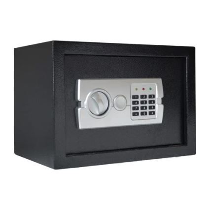 Kassakaappi 4xAA 35x25 cm musta/mattakromi