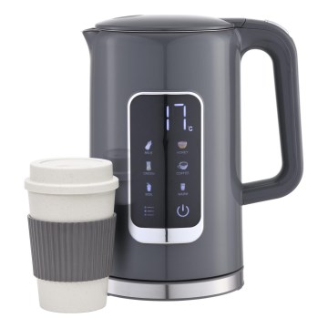 Kattila LCD-näytöllä 1,7 l 2200W/230V harmaa + matkakuppi 450 ml