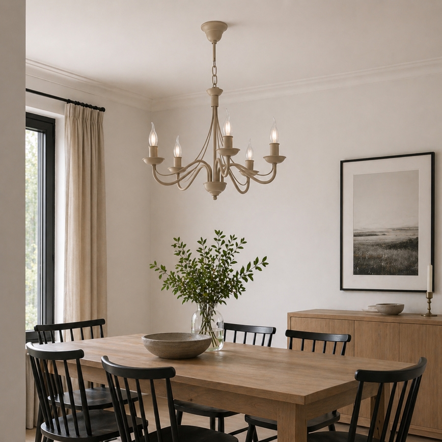 Kattokruunu ANTON ketjulla 5xE14/60W/230V, beige