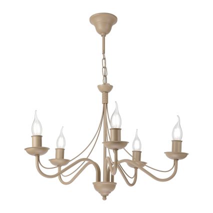 Kattokruunu ANTON ketjulla 5xE14/60W/230V, beige