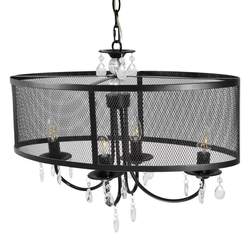 Kattokruunu ketjulla BRESSO 4xE14/12W/230V musta