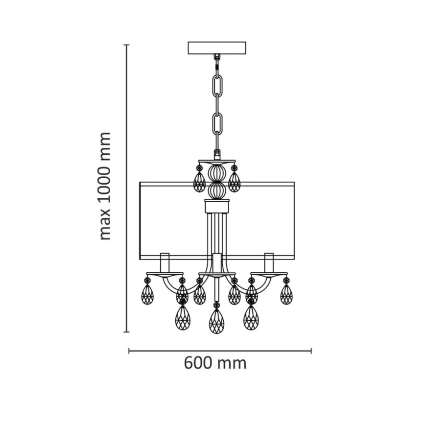 Kattokruunu ketjulla BRESSO 4xE14/12W/230V musta