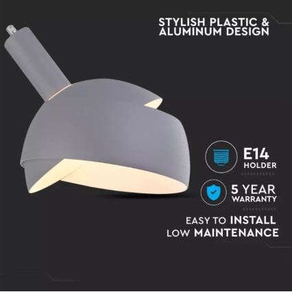 Kattokruunu johdossa 1xE14/60W/230V harmaa