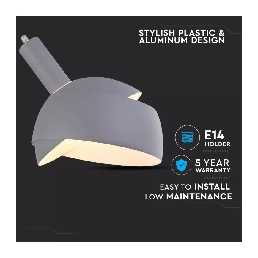 Kattokruunu johdossa 1xE14/60W/230V harmaa