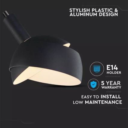 Kattokruunu johdossa 1xE14/60W/230V musta