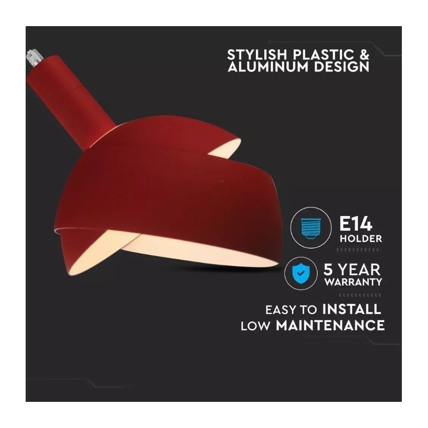 Kattokruunu johdossa 1xE14/60W/230V punainen