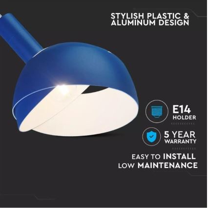 Kattokruunu johdossa 1xE14/60W/230V sininen