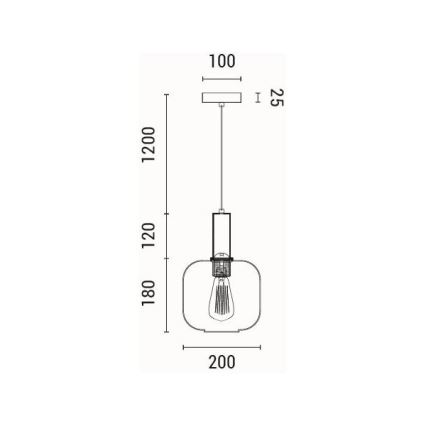 Kattokruunu johdossa 1xE27/15W/230V ruskea halkaisija 20 cm
