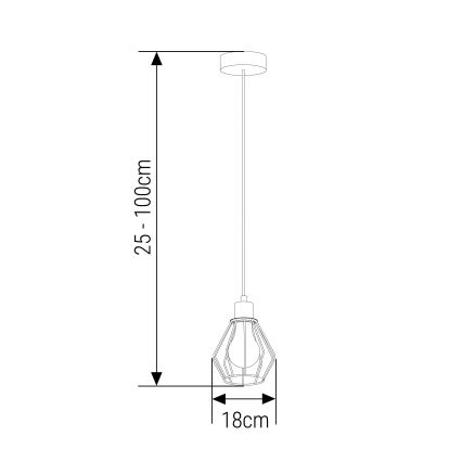 Kattokruunu johdossa 1xE27/35W/230V halkaisija 18 cm musta