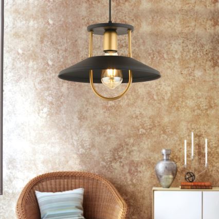 Kattokruunu johdossa 1xE27/40W/230V musta/kulta