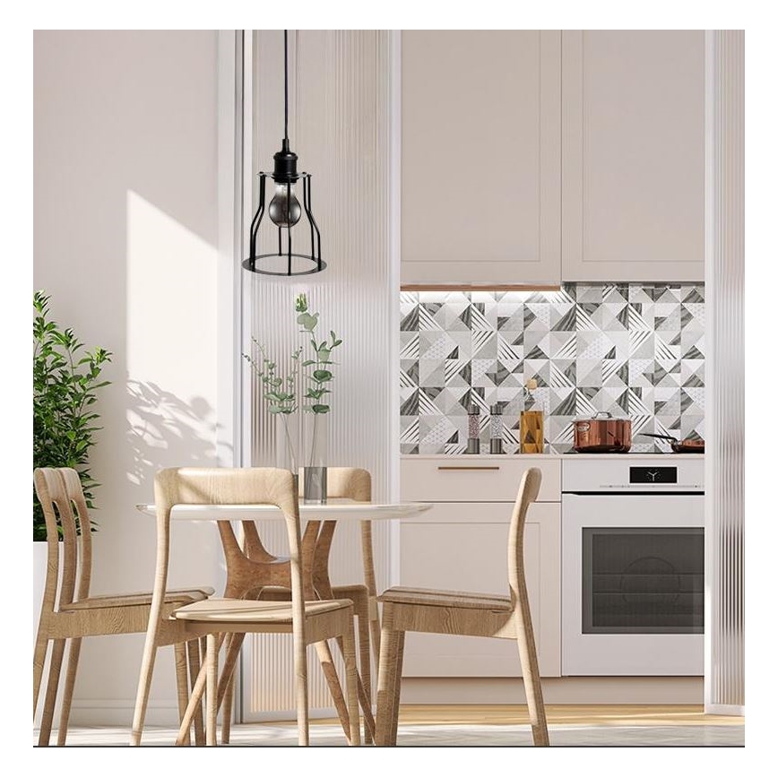 Kattokruunu johdossa 1xE27/60W/230V halkaisija 15 cm musta