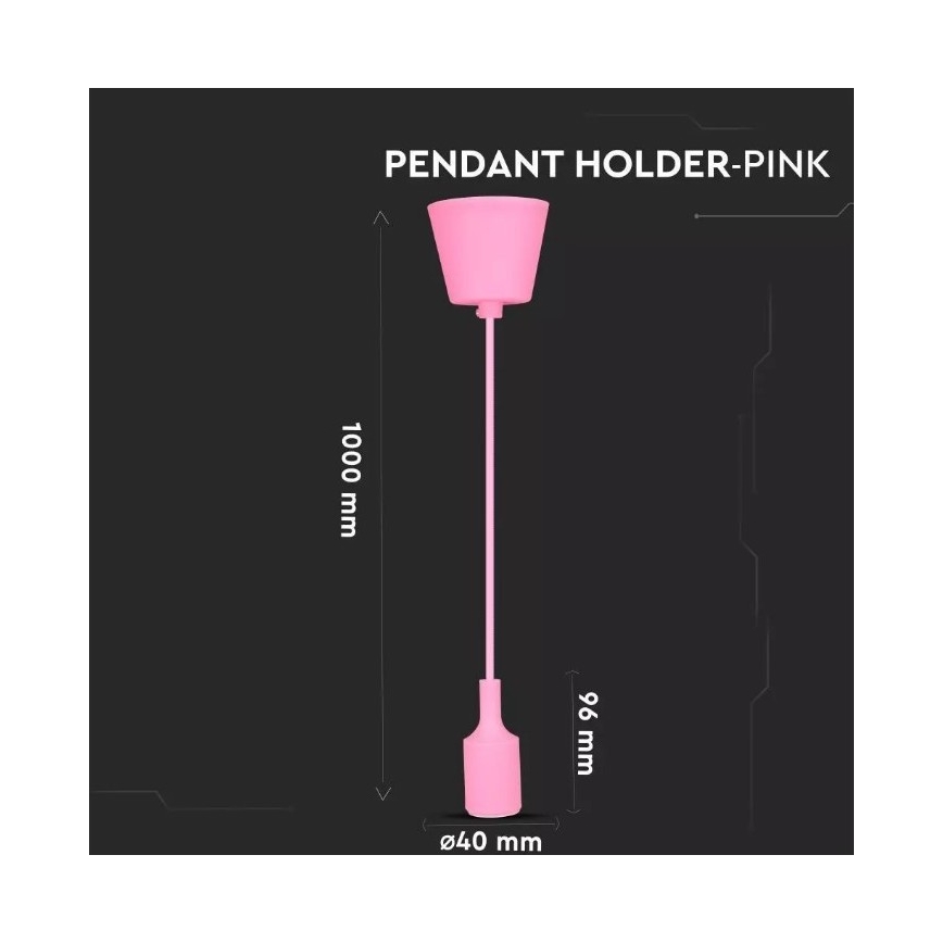 Kattokruunu johdossa 1xE27/60W/230V pinkki