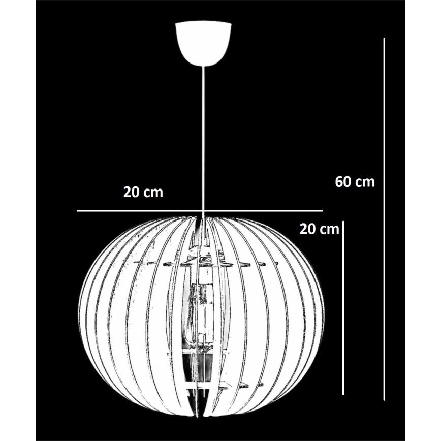 Kattokruunu johdossa 1xE27/60W/230V ruskea halkaisija 20 cm
