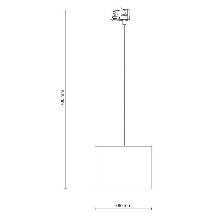 Kattokruunu johdossa 3-vaihe kiskojärjestelmään TRACER 1xE27/15W/230V halkaisija 38 cm musta/harmaa
