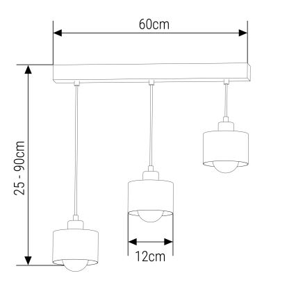 Kattokruunu johdossa 3xE27/35W/230V musta/kulta