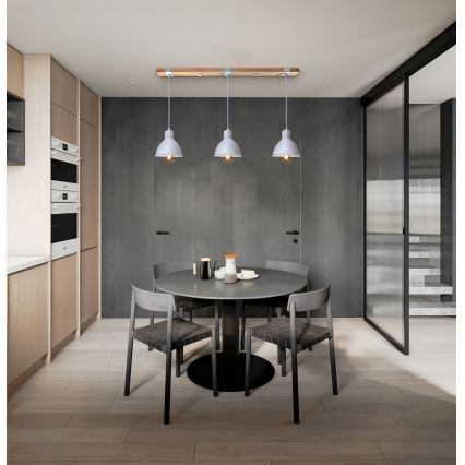 Kattokruunu johdossa 3xE27/40W/230V pyökki/valkoinen