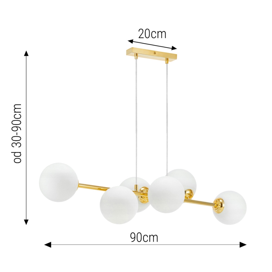 Kattokruunu johdossa 6xE27/35W/230V kulta