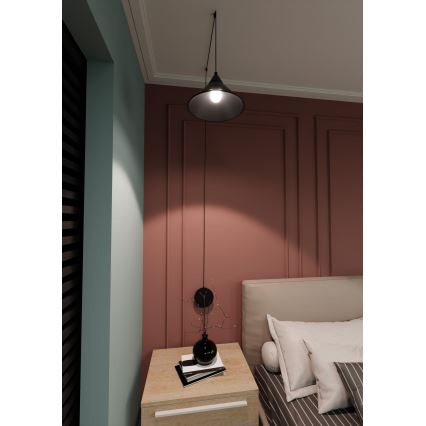 Kattokruunu johdossa ABRAMO 1xE27/15W/230V musta