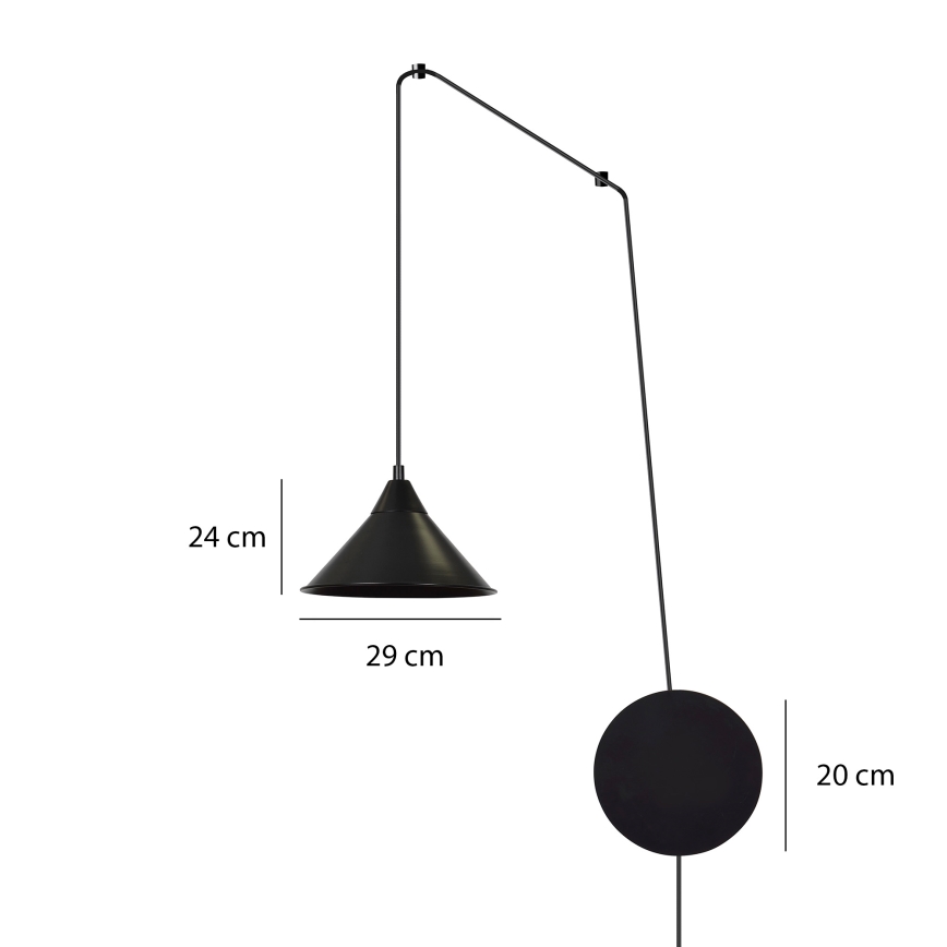 Kattokruunu johdossa ABRAMO 1xE27/15W/230V musta