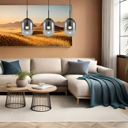 Kattokruunu johdossa ALIAS 3xE14/40W/230V musta/harmaa